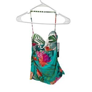 New La Blanca Tropicalia Floral Tankini Swimsuit Top Tropical Size 6
